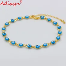 Adixyn 21 см+ 5 см/браслет с подвесками женский золотой цвет синий злой глаз браслет Девушки Ближний Восток арабский Турция украшения для лодыжки N05078
