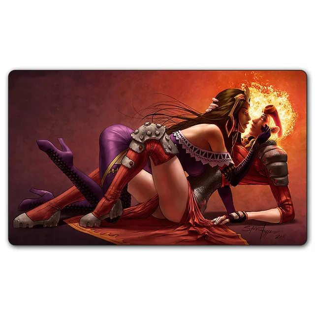 Волшебные настольные игры Chandra Kissing Liliana Настольный коврик для мыши на заказ большой mgt карты TCG игровой коврик с сумкой для хранения - Цвет: Белый