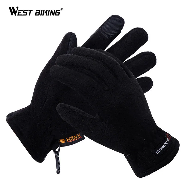 WEST BIKING/Зимние перчатки для велоспорта с сенсорным экраном флисовые термо
