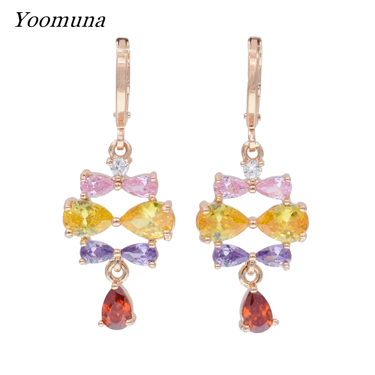 

Classic Crystal Water Drop Dangle Earrings For Women Rose Gold Color Statement Earrings Party Jewelry Brincos