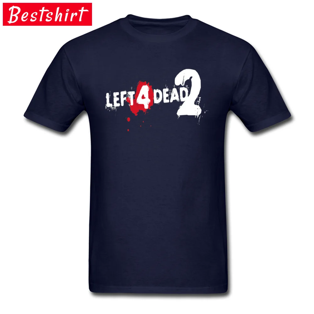 Geek T-Shirt Classic Short Sleeve Design 100% Cotton Fabric Crewneck Young Tees Normal Clothing Shirt NEW YEAR DAY LEFT 4 DEAD 2 LOGO 17539 navy