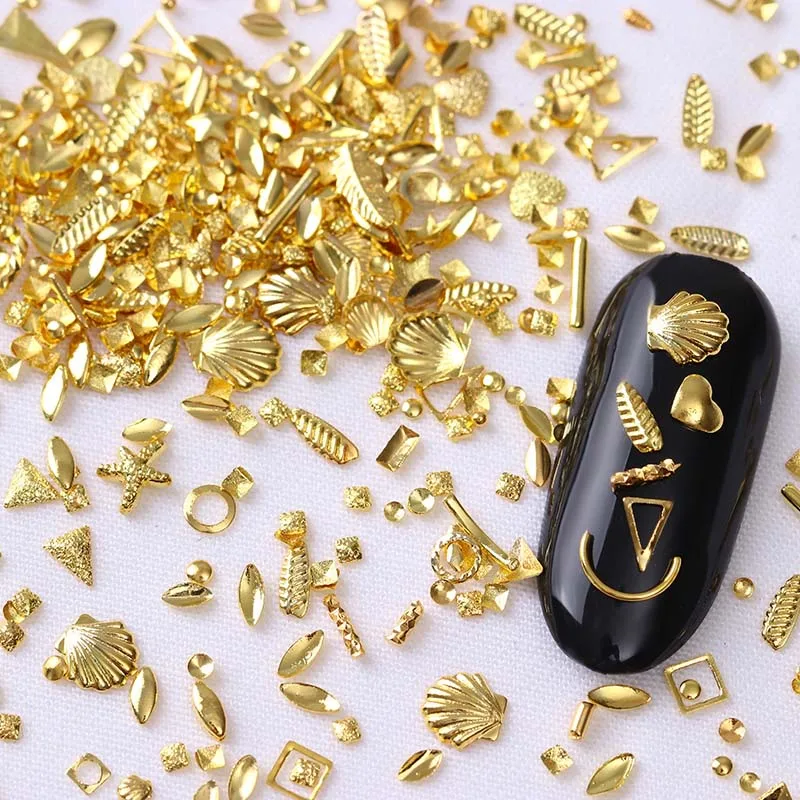 Золотые полые гвозди УФ Гель-лак для ногтей украшения Снежинка звезда сердце Маникюр 3D DIY Дизайн ногтей украшения