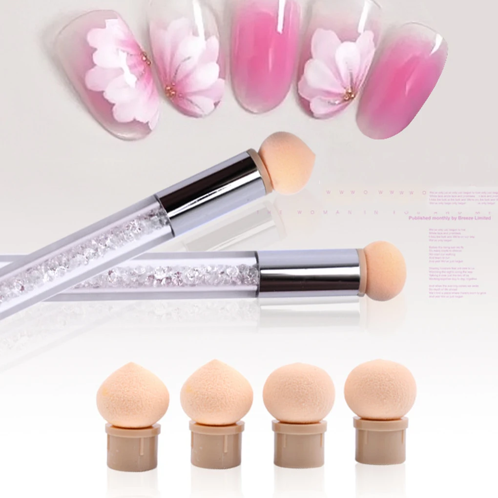 

Hot Sale Double Heads Sponge Nail Brush Picking Dotting Gradient Pen Shiny Handle Replaceable Beauty Tool