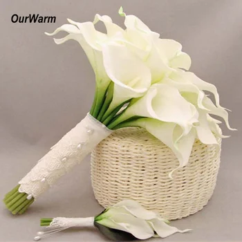 

OurWarm 10Pcs Latex Artificial Flowers Calla Lily for Wedding Bridal Bouquet Hotel Home Party Table Decoration Accessories