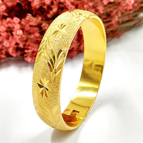 12 мм толстый открывающийся браслет желтое золото заполнены красивые женские резные браслеты диаметр 64 мм(2,5 дюймов