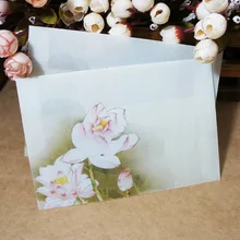 10 шт./партия, 12,5X17,5 см, винтажные бумажные конверты в китайском стиле с пергаментом лотоса, подарочные конверты