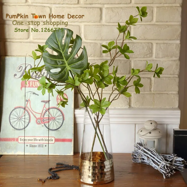 

NEW Nordic INS style single-branch hand-feeling turtle back leaf,olive branch,artificial green plant branches,turtle back bamboo