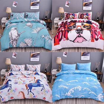 

Boniu Cartoon 3D Animal Pattern Bedding Set Duvet Cover 2/3 pcs Kids Comforter Cover Twin Size Quilt Bed Set Cover