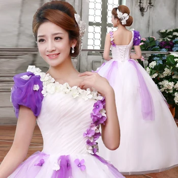 

Free ship white and purple flowers bubble single ball gown long dress Medieval dress Renaissance gown royal dress Victoria dress