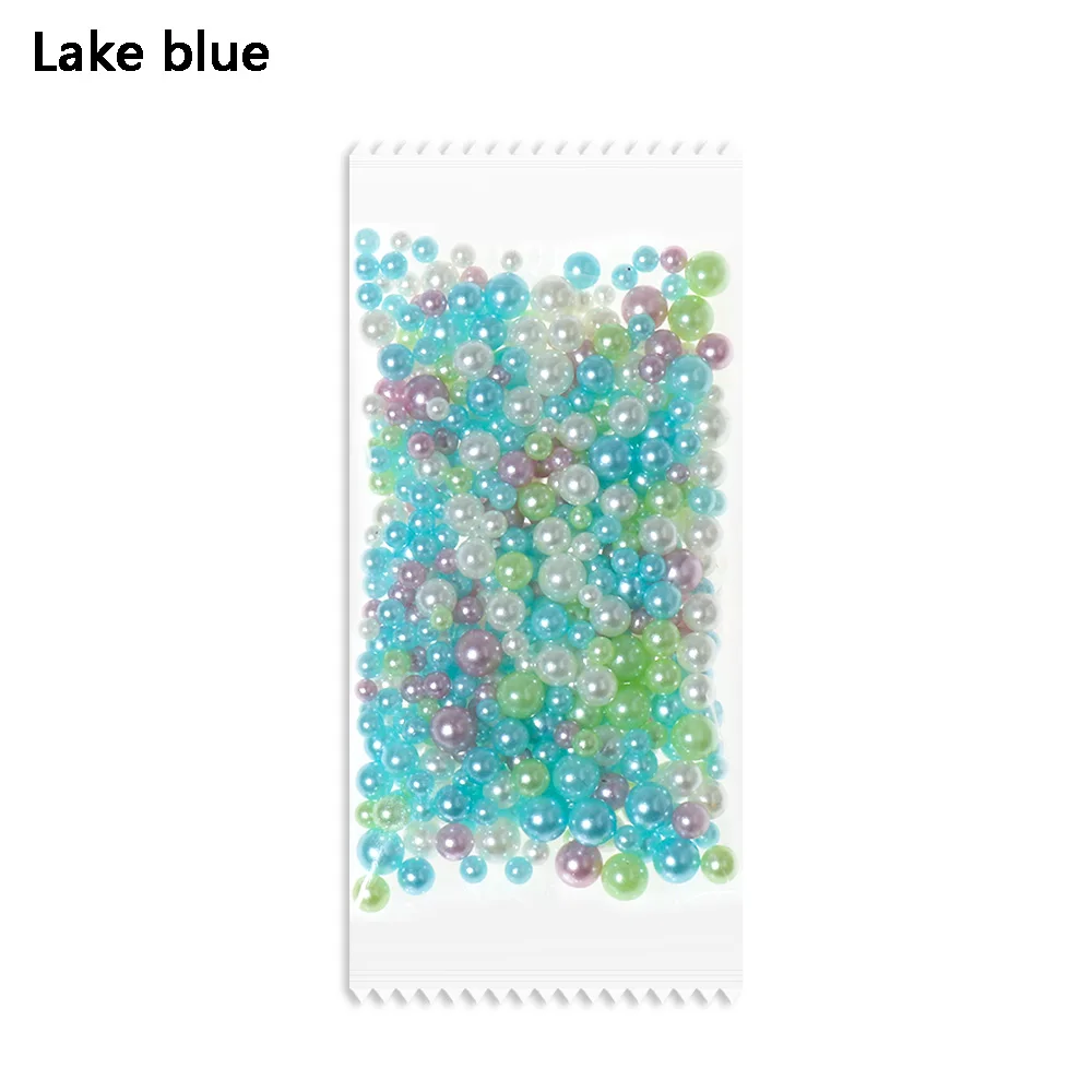 500Pcs/Bag 2.5-5mm Mix Rainbow Color Round UV Resin Imitation Pearl Beads No Hole Loose Beads DIY Jewelry Necklace Making Craft - Цвет: lake blue