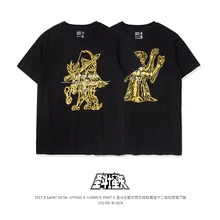 TEE7 пары Знак Футболка японского аниме золото Святого Сейко хлопок печати мужские повседневные с круглым воротником обтягивающая с короткими рукавами