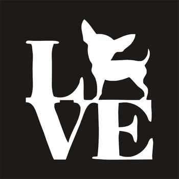 

15*14cm Love Chihuahua Funny Dog Car Sticker Cartoon Animal Vinyl Decal For harley sportster toyota chr vw passat b5 audi a6 amg