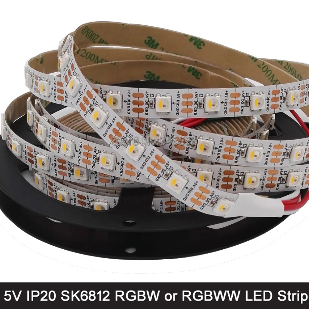 DC5V 5 м 5050SMD 60 Светодиодный/M SK6812 IC 4 цвета в 1 чип RGBW или RGBWW индивидуально адресуемых СВЕТОДИОДНЫЙ pixel Газа IP20/IP67 Водонепроницаемый