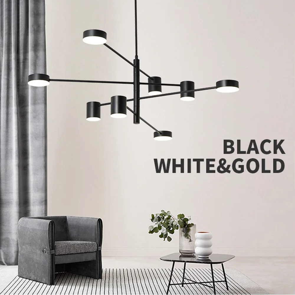 Современная мода черный золотой белый длинный Светодиодный Потолочный подвесной светильник люстра лампа для зала кухни гостиной Лофт спальни
