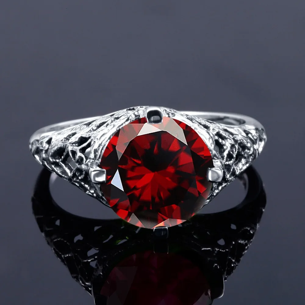  Szjinao Rings for Women Handmade Garnet Jewelry Wedding Invitations Silver 925 Jewelry Accessories  - 32798960044