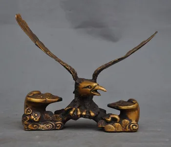 

christmas Old Chinese Fengshui bronze Pine RuYi Fly Eagle Hawk Lanneret Tercel bird Statue halloween