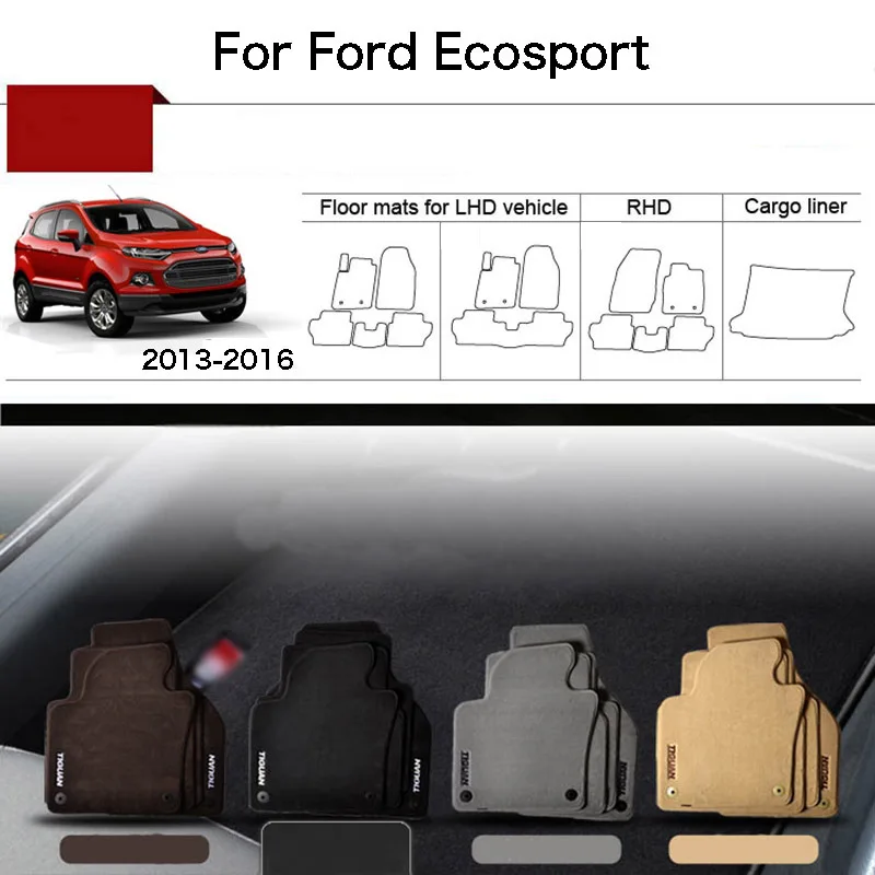 

5pcs 1/2"Thick Solid Nylon Interior Floor Carpet Mats For Ford Ecosport 2013-2016
