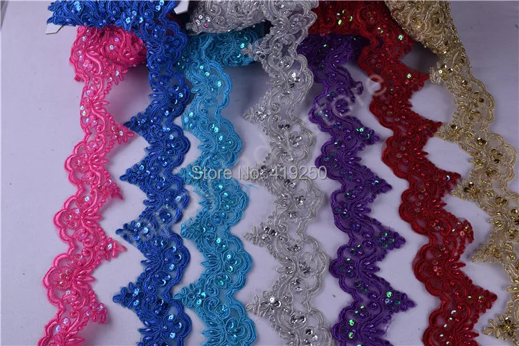 Кружевной отделкой 10 ярдов 17 цветов жемчужные с бисером и блестками|trim lace fabric|lace