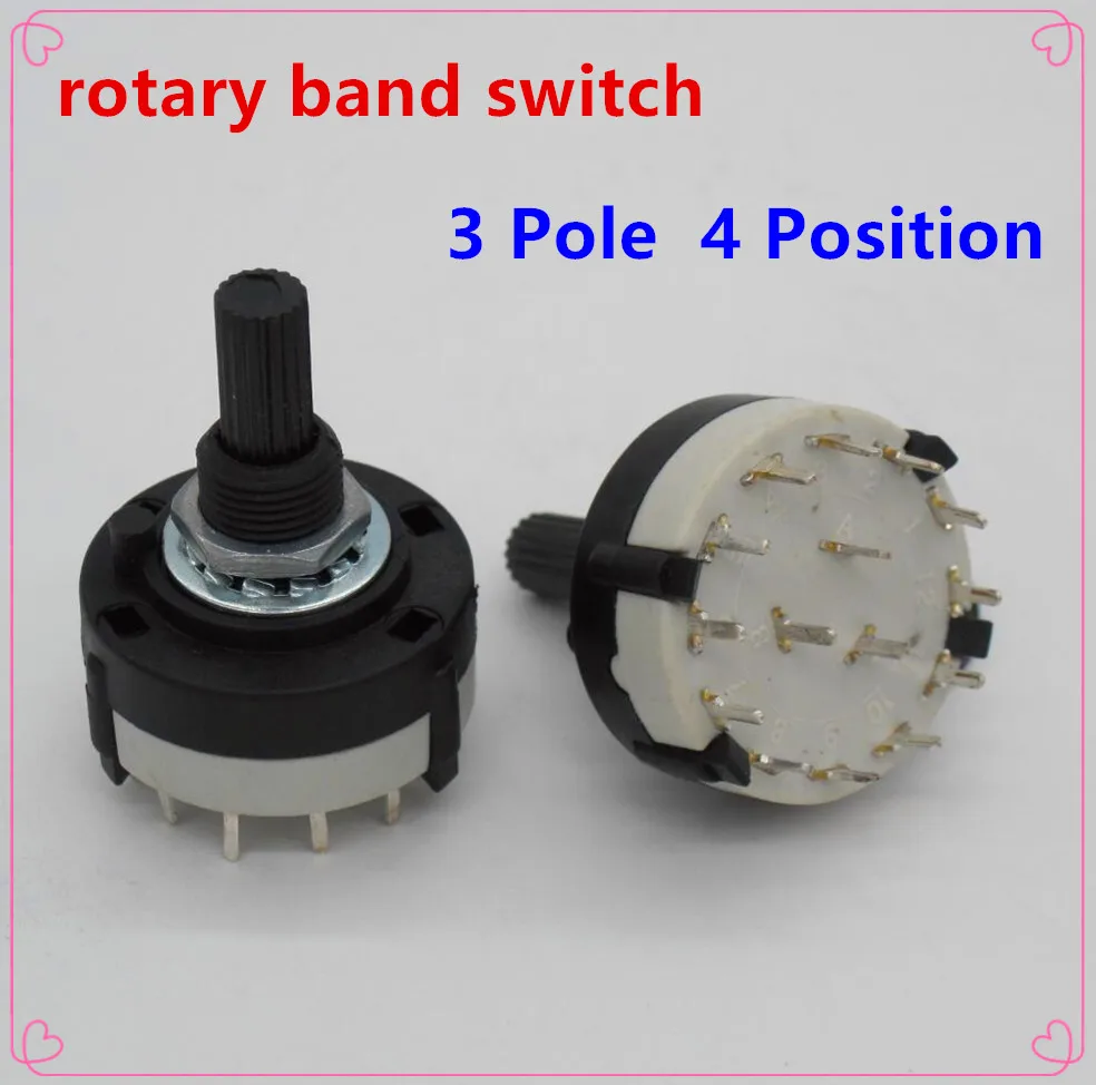 

2pcs High-quality RS26 3 Pole Position 4 Selectable Band Rotary Channel Selector Switch Single Deck Rotary Switch Band Selector