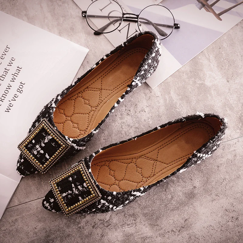 Женские модные водонепроницаемые Мокасины с острым носком; Офисная Женская обувь на плоской подошве; элегантная женская обувь на плоской подошве; Роскошная Брендовая обувь; большие размеры; YX057 - Цвет: Черный