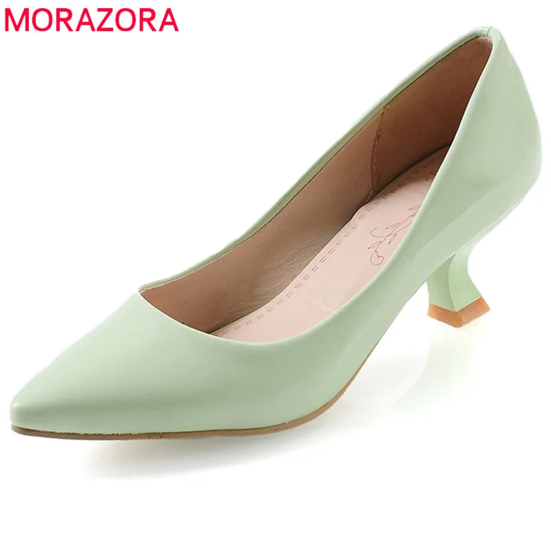 

MORAZORA 2020 hot women pumps spring summer pointed toe fashion shoes red party wedding shoes big size 33-43 high heel shoes