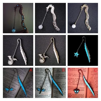 

Peerless Luminous Glow In The Dark Silver Copper Feather Shape Cute Bookmarks Creative Gift For Friends Gift School Supplies