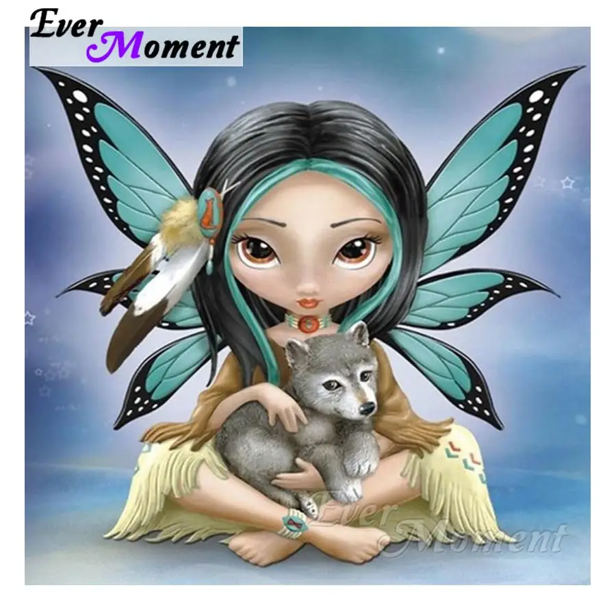 

Ever Moment DIY Diamond Embroidery Butterfly Fairy Girl Diamond Mosaic Full Square Drills Artwork Home Decoration ASF1152