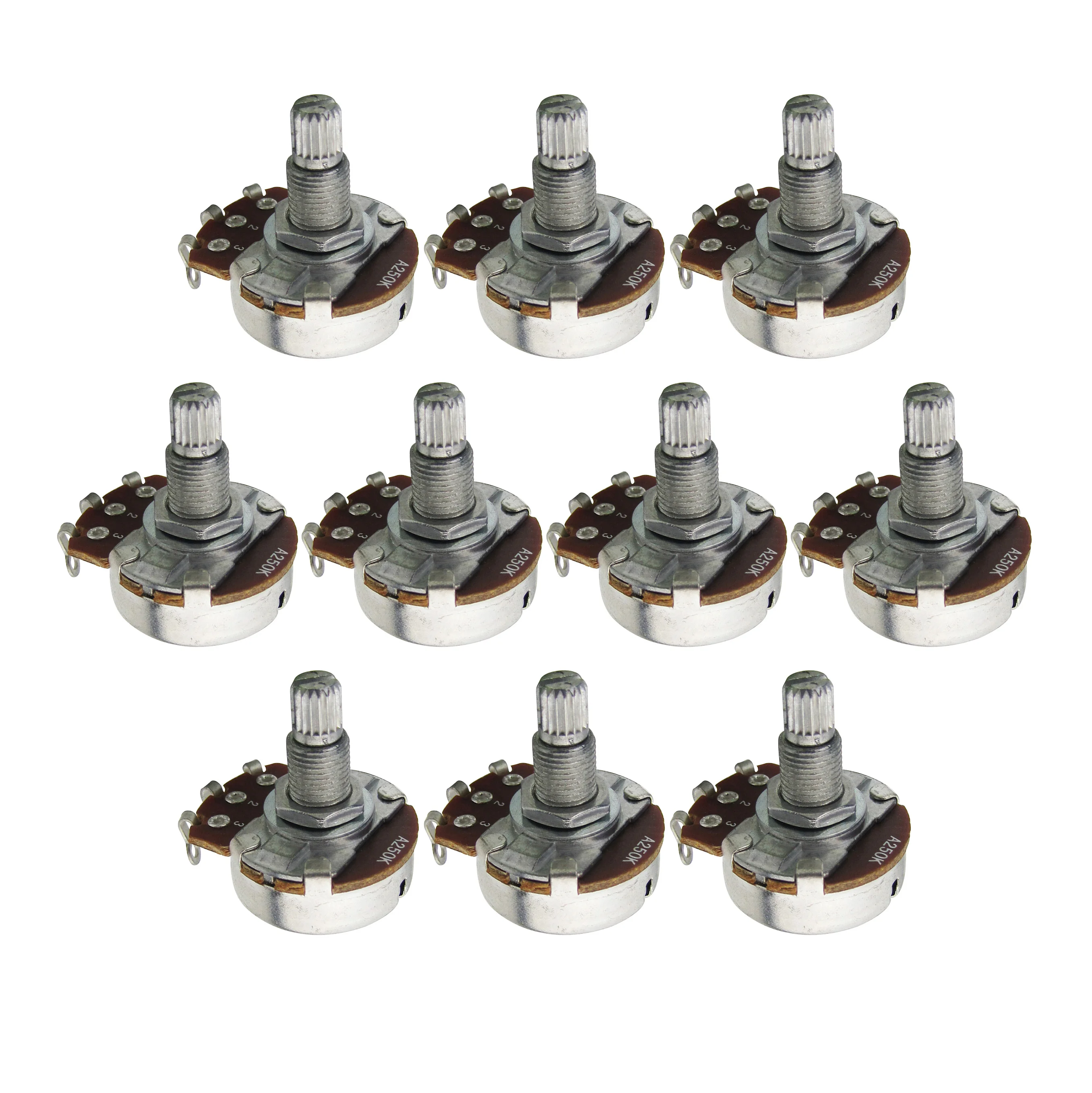 NEW 10PCS Big Guitar Bass Potentiometers Pots A250K Audio Control Long