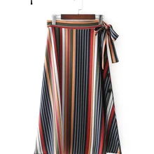 Женская Весенняя юбка на одной пуговице, свободные тонкие цветные юбки в полоску ZR253