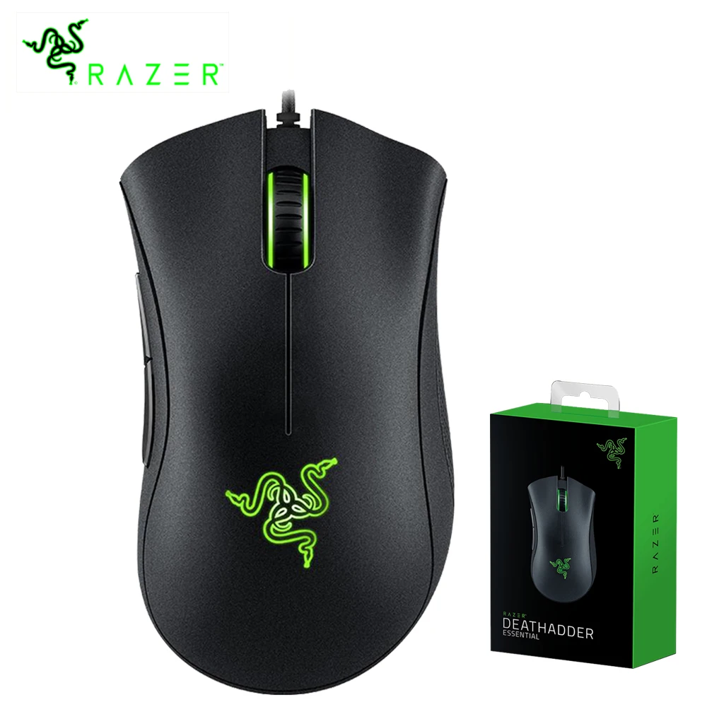 Продажа Оригинальный razer DeathAdder Essential Проводная игровая клавиатура Мышь мышей 6400 Точек на дюйм оптический Сенсор 5 самостоятельно пуговицы для ноутб...
