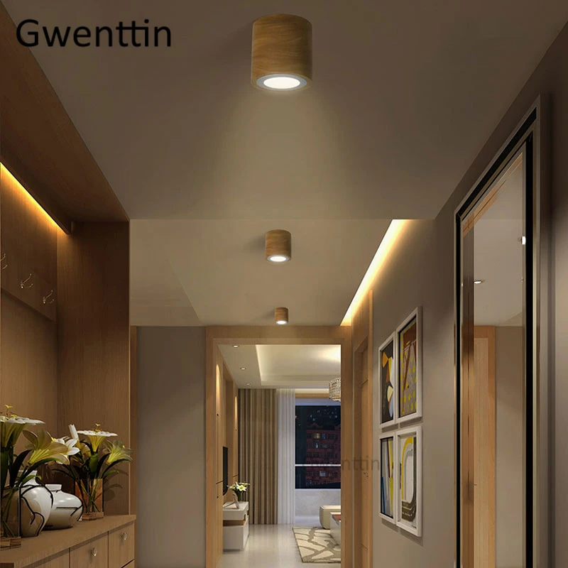 Luzes de Teto Lâmpada do Teto para o Quarto Nórdico Quadrado Redondo Madeira Moderna Led Corredor Casa Decoração Luminárias Luminária 7 quarto corredor casa decoração luminárias luminária