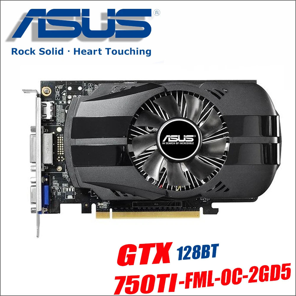 Asus GTX 750TI OC 2 Гб GTX750TI 750 TI 2G D5 DDR5 128 бит ПК настольные видеокарты PCI Express 3 0