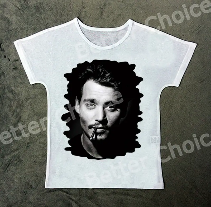 

Track Ship+New Vintage Retro Fresh T-shirt Top Tee Hollywood Famous Actor Cool Johnny Depp Smoking 1046