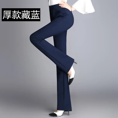 Высококачественные новые женские брюки, Большой размер эластичные микро-роговые брюки тонкие расклешенные брюки с высокой талией повседневные дикие брюки JQ109 - Цвет: Синий