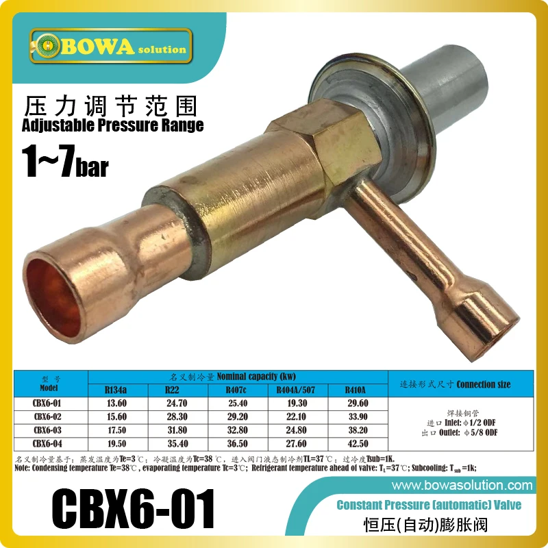 Constant pressure expansion valve to limit compressor suction pressure to ensure compressing