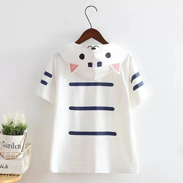 

Top Anime Neko Atsume Cosplay short-sleeved round neck men and women summer T-shirt Full-color T-shirt