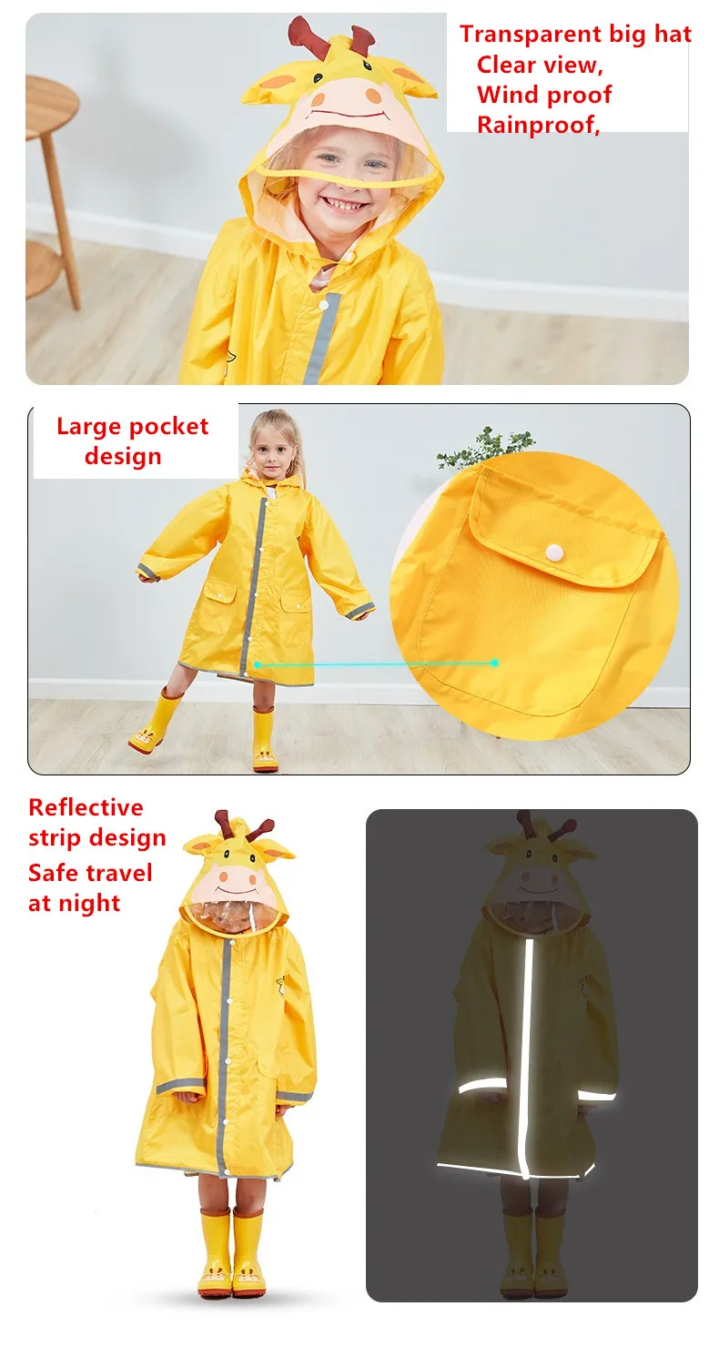 3.90-145CM waterproof raincoat for children kids baby rain coat poncho boys girls primary school students rain poncho jacket