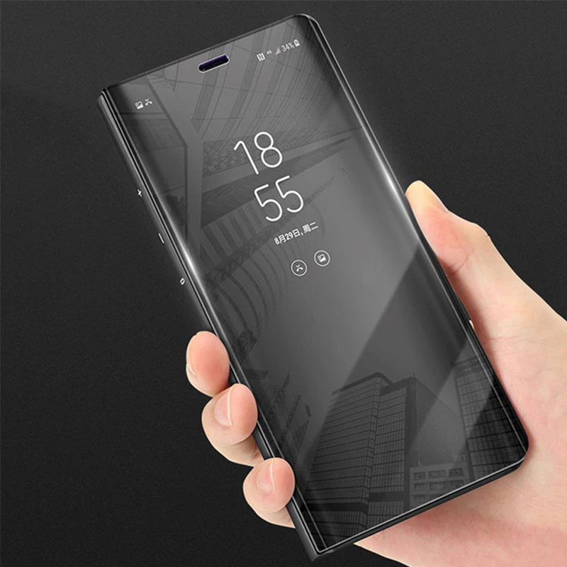 Умный кожаный зеркальный Чехол книжка с подставкой для Huawei Mate 8 9 10 Pro Lite P8 P9 P10 Plus 360