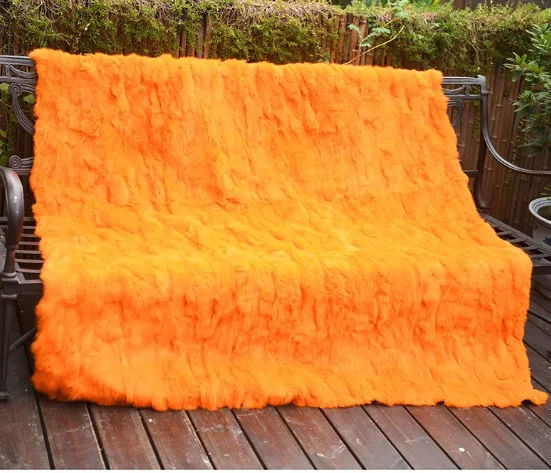 CX-D-11V 150X200 CM Европа модный пэчворк зима постельные принадлежности Rugs реального одеяло из меха кролика - Цвет: Оранжевый