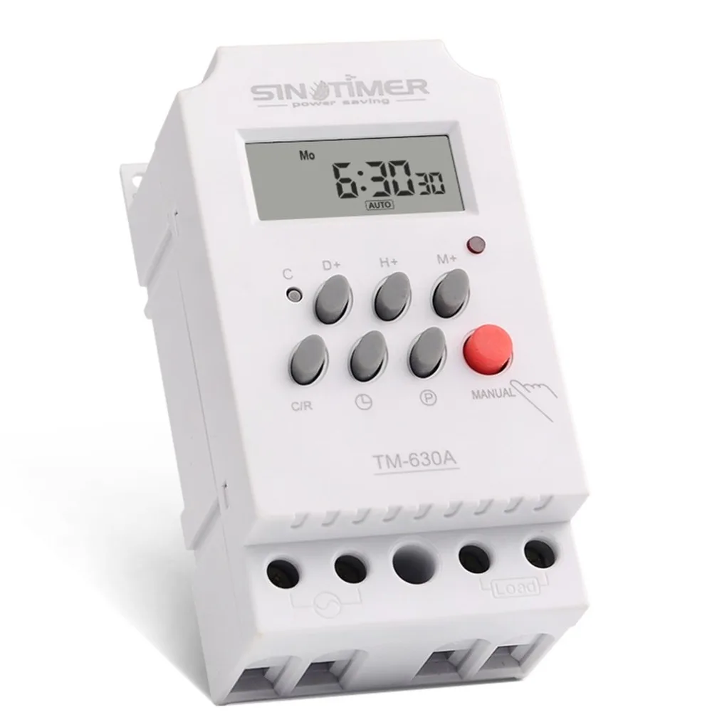 

SINOTIMER 12V 30A Weekly 7 Days Programmable Digital Time Switch Relay Timer Control for Electric Appliance with Alarm Clock