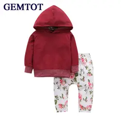 GEMTOT/Модный повседневный костюм с цветочным принтом для девочек, комплект одежды для детей, наряд без рукавов + повязка на голову, новинка 2017