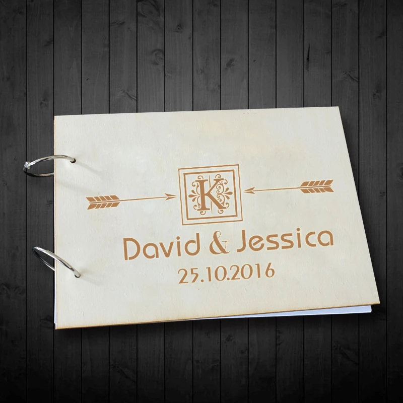 

Two Arrows Custom Initials Wedding Signature Guestbook Chic Engagement Photo Album Anniversary Gifts for Couple or Newlyweds