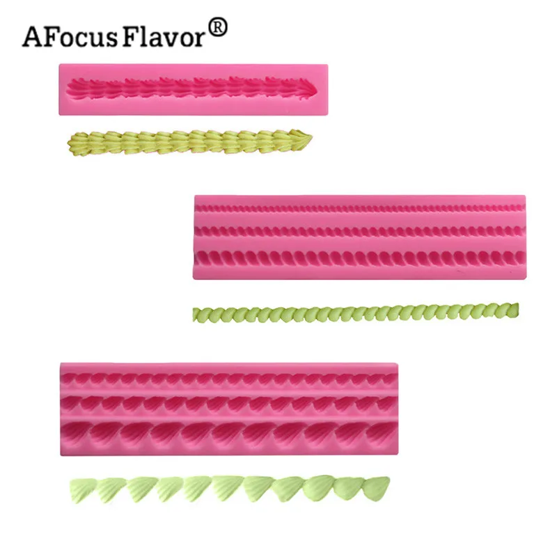 

3D Long Stripes Twist Rope Surrounding Edge Cake Border Lace Silicone Mould Fondant Cake Gumpaste SugarCraft Decorating Tool