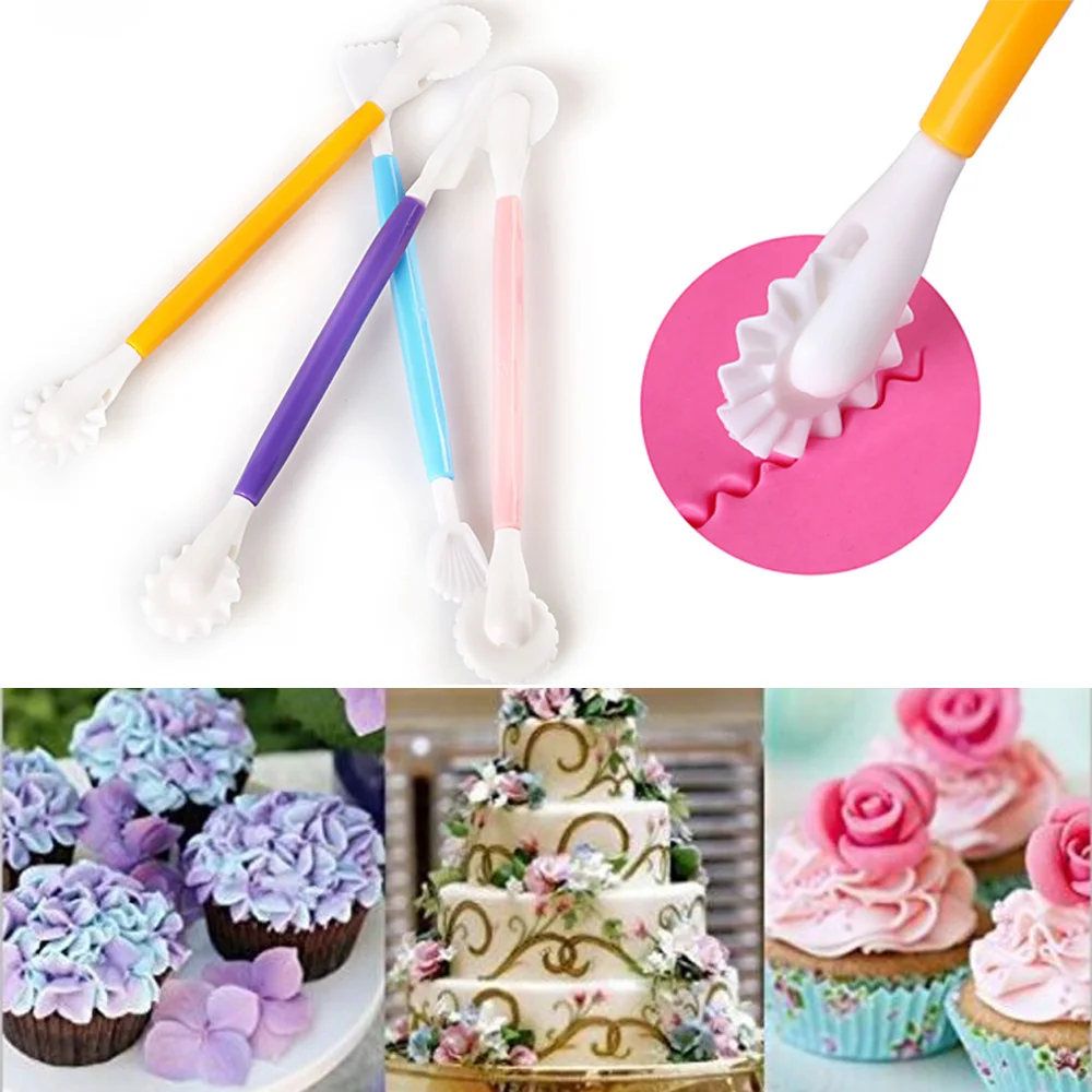 1Set(4Pcs) Fondant Cake Decorating Modelling Tools 8 Patterns Flower