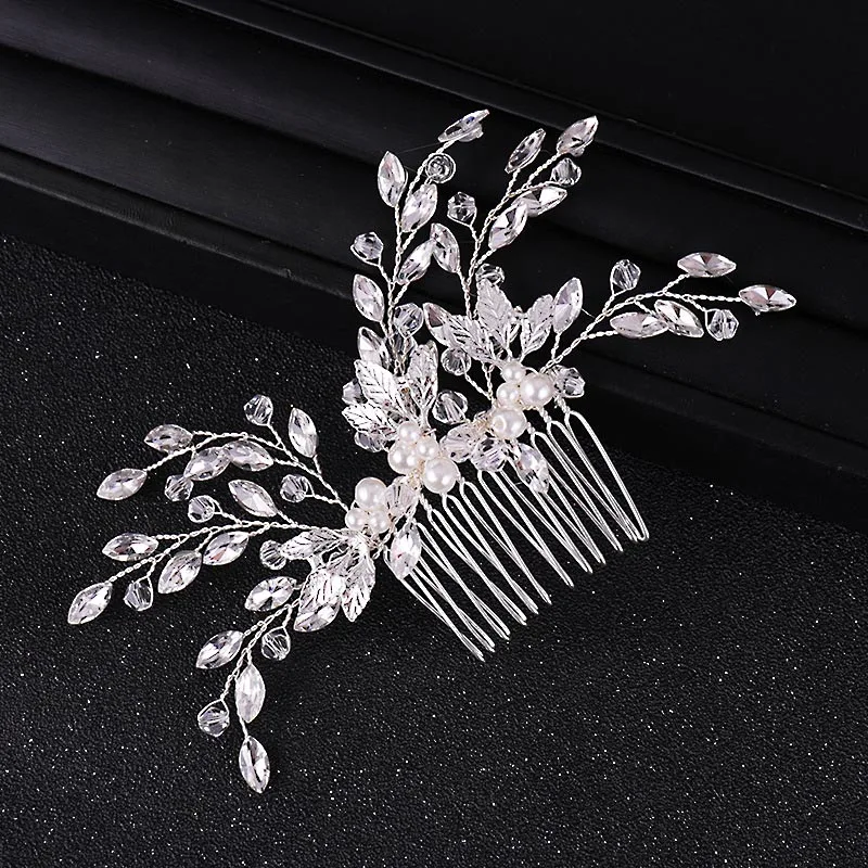 handmade hair jewelry for women Shiny Crystal silver Wedding