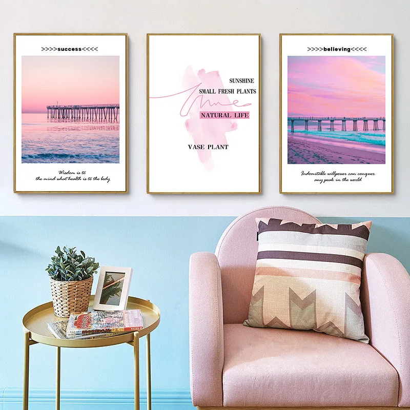 

Minimal Nordic Red Sea view Canvas background Wall Art Famous saying Home Decor Modular Living Room Bedroom Home Decor Painting