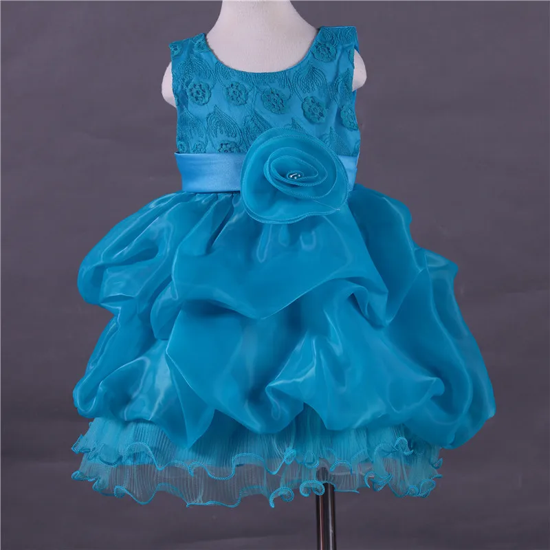 

Fashion Summer Girl Dress Elegant 3D Rose Sleeveless Ball Gown Party Princess Children Clothing L102