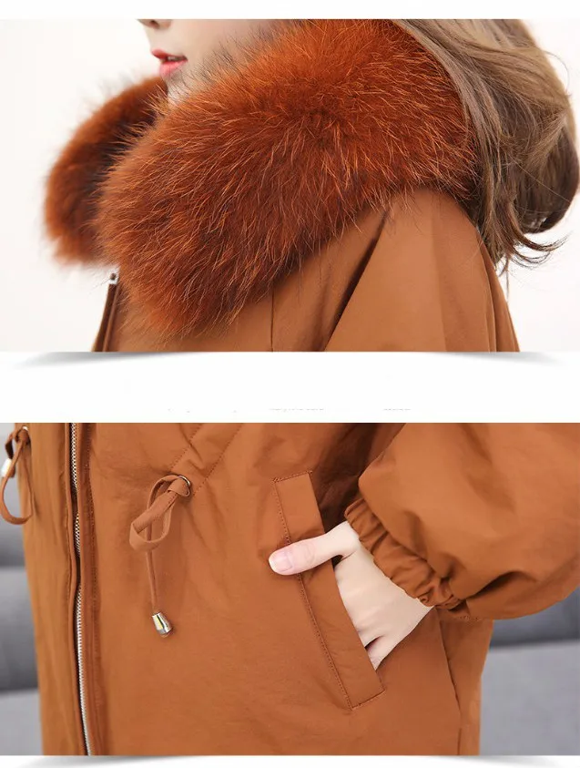 2018 Winter New Bud Sleeve Thicken Down Jackets Large Raccoon Fur Women's Fashion Down Coats Female Loose Parkas Outerwears