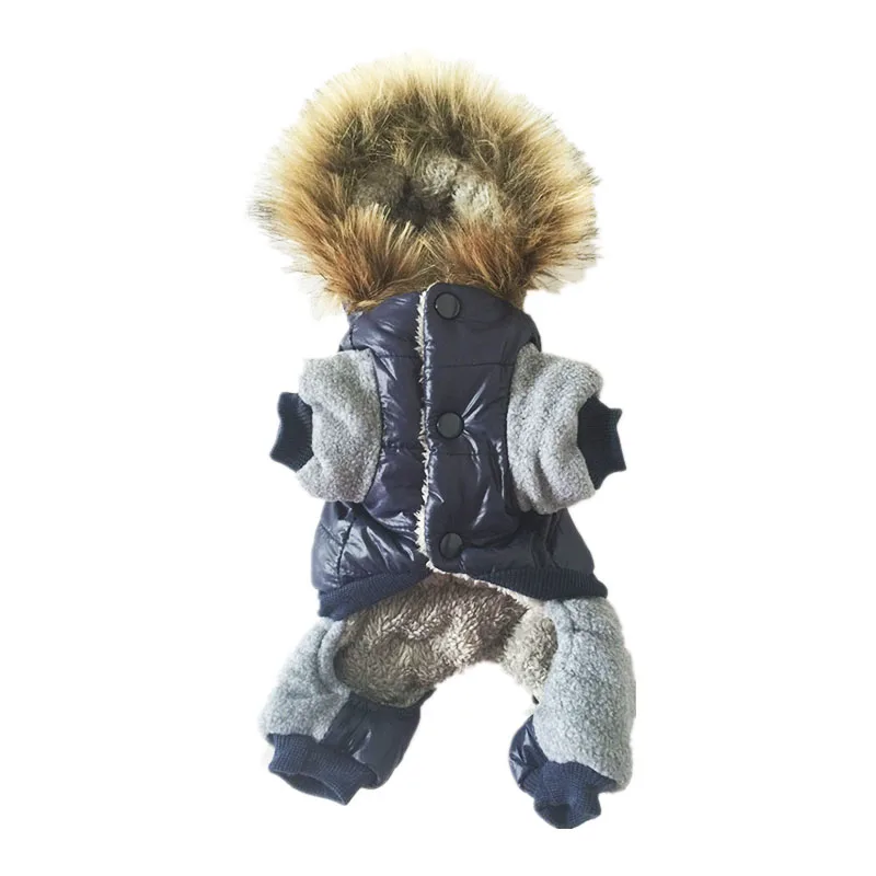 Promo  New Thickening Warm Jacket Winter Dog Clothes Pet Coat Clothing Hooded Jumpsuit Warm Clothes For Do