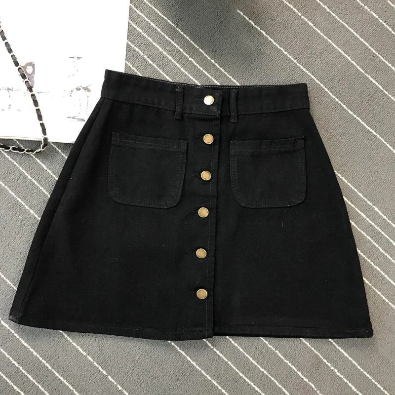 Юбка женская джинсовая юбка джинсовая мини с запахом Одежда юбка карандаш с высокой талией юбка школьная трапеция черная корейский сбор винограда кармашек кнопка лето